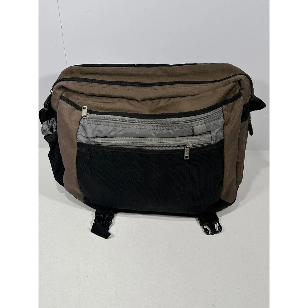 Samsonite Messenger Bag Brown Black Canvas Laptop Shoulder Travel Work Bag